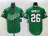 Men's Philadelphia Eagles #26 Saquon Barkley Green With 3-star C Patch Cool Base Baseball Stitched Jersey,baseball caps,new era cap wholesale,wholesale hats